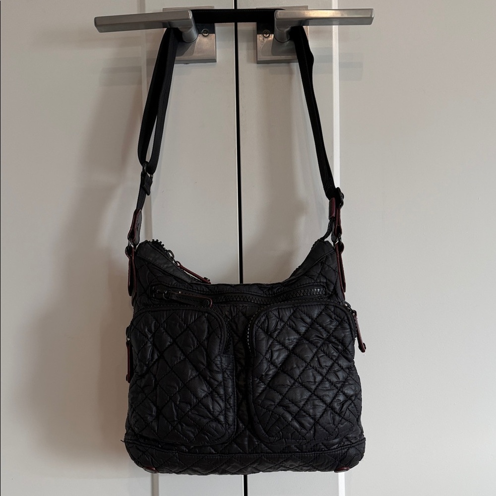 MZ Wallace Black Quilted Mia Crossbody Shoulder Bag
